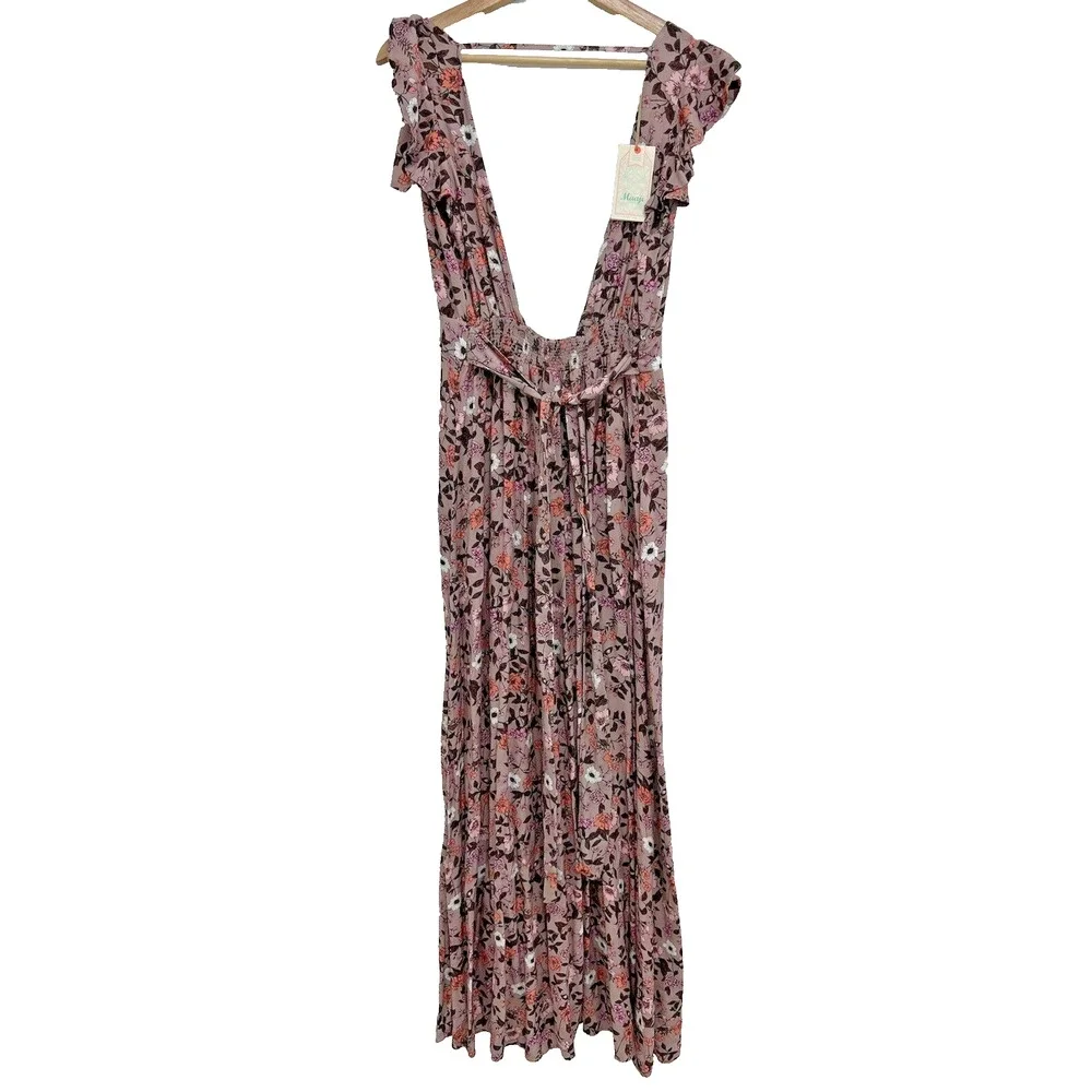 Maaji Ditsy Fortunata Long Cotton Linen Floral Dress Maxi Size M A000656 - Picture 3 of 12